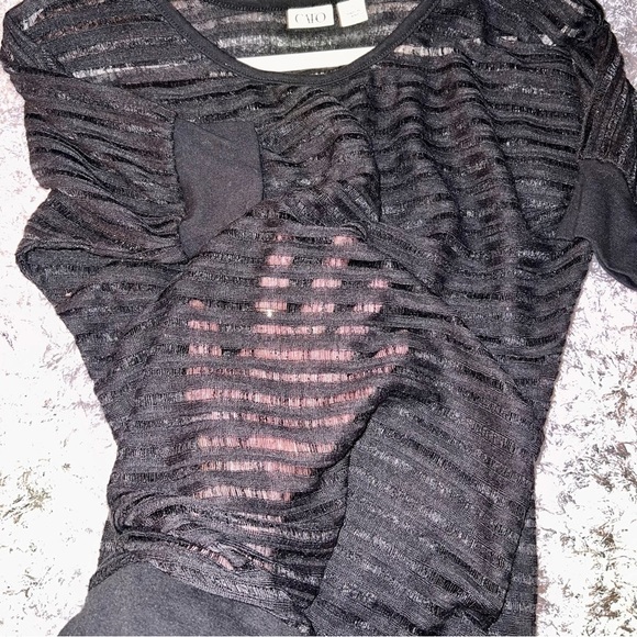 #139 🥀 CATO Short Sleeve Sheer Stripped Blouse - Picture 6 of 6